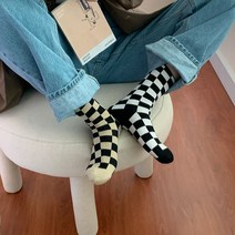 발꼬랑내 네모 체크 바둑판 체커보드양말 3켤레