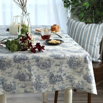 아망떼 로이젠2 린넨 식탁보 뜨왈 BLUE 2인용/4인용/6인용, 색상:블루