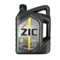 최신 리뉴얼 ZIC ZERO 지크제로 X7 0W30 디젤 6L 100%합성엔진오일, 1개