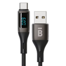 BBB트리플블랙 디스플레이 USB-A to C타입 고속충전케이블, 1.2m, 블랙, 1개