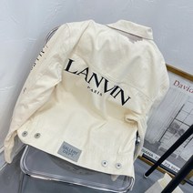 여자청자켓 21ss lanvin Longfan불규칙 핸드페인팅 글자 아플리케 데님 남녀 숏코트 재킷 레저