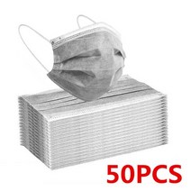 10-200 pcs 일회용 블랙 의료 마스크 얼굴 3 플라이 Meltblown 입 금속 코 클립 외과 마스크에 대 한 보호, 12 50Pcs Gray