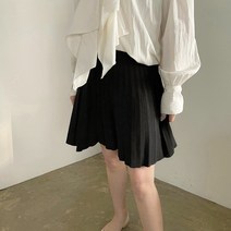 [비비애르] 니트 플레어 플리츠 미니 스커트 밴딩 숏 주름 A라인 테니스