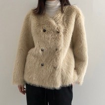 드마랑 / 노카라 더블버튼 퍼 자켓