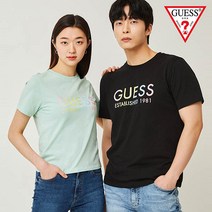 [게스진]게스 MN2K9431 공용 레인보우 게스로고 반팔 티셔츠
