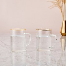 [모던하우스] ON 골드림 심플 내열 유리머그 2P세트 440ml