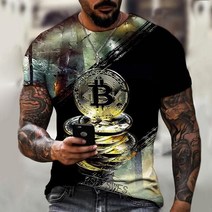 기념주화 비트코인선물 모형소품폭발적인 2022 봄과 여름 새로운 반팔 Bitcoin 3D 인쇄 된 t-셔츠 거리 동, 01 dyp-2280_08 3XL
