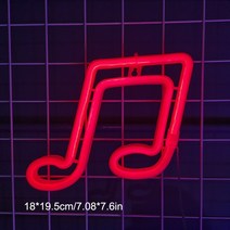 감성소품 네온사인 간판 크리에이티브 LED 음악 노트 모양 네온 사인 배터리 전원 및 USB 밤 벽 램프 어린, 05 red