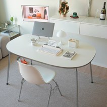 [이번달 추가할인] 포더홈 어라운드 식탁 테이블 3size (화이트 크롬) 2인 4인 6인, 1600 타원형_크롬