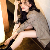 오너클랜 체크 루즈핏 클래식 자켓 가을 캐주얼 여성 데일리