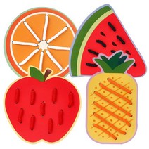 소근육발달 과일모양 원목 실꿰기 카드 가정보육 줄끼우기 집중력향상