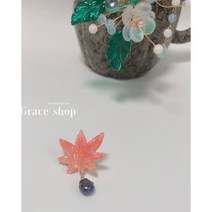 Grace shop 단풍 블랙담수진주 미니 브로치