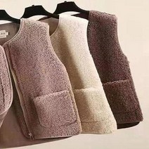 여성 지퍼 양털 스웨이드 겨울 조끼 3 COLOR