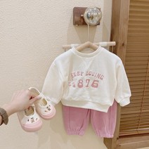 더쭈야 여아 상하복 아기 자매 가을상하복 맨투맨티 핑크바지 등원