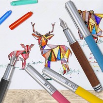 IWI 핸드스크립트 우드 패턴 만년필, 블랙, EF