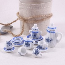 리틀핑거 미니어쳐 스카이블루 꽃잎 찻잔세트