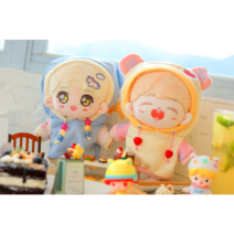 20cm 아이돌인형 턱받이 우주복 후드티 딸기 치즈베리 토끼 무속성 솜뭉치 봉제 의상