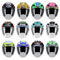 NHK R1 오픈페이스 헬멧 오토바이 헬멧, XL, 자쿱#2 블랙/오렌지