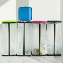 봉투거치 분리수거함 재활용 대형 쓰레기통, 핑크 3개, 봉투 50L (200매/색상랜덤)