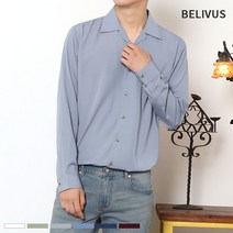 빌리버스 남자 긴팔 셔츠 BMS062 남성 무지 오픈 카라 일반핏 남방