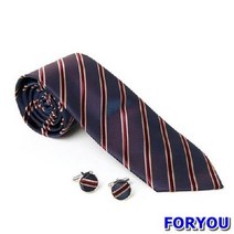 Foryou12660 네이비 사선 타이 커프스링크 세트 정장 커프스 넥타이 보타이 남자