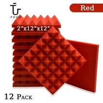 가설방음벽 TOUO어쿠스틱 폼 12 Pcs 스튜디오 흡음 소재 피라미드 방음 패널 도어 벽 절연 난연제 방음성, Red+Medium Density+12 Pcs With