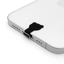 네츄럴파크 스마트폰 곰돌이 스퀘어 충전 단자 먼지 마개, 3. 곰돌이 메탈블랙(8핀)