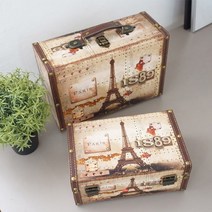 [바보사랑] DS-S429빈티지 트렁크 가방 2P (에펠탑) 카페 장식품 촬영 소품, 상세 설명 참조