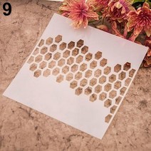 커피 스텐실 케이크 코코아 diy 중공 심장 꽃 모양 기하학 라운드 아트 인쇄 모델 금형 분말 체 도구 그리기, 9