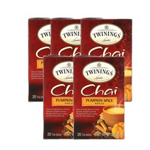 트와이닝 차이 홍차 호박 스파이스 40g 20티백 Twinings Chai Black Tea Pumpkin Spice, 5팩