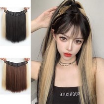 하이유니 문라이트 골드 시크릿 투톤 스트레이트 펌 셀프 붙임머리 여자 여성 헤어 피스 패션 부분 가발 45cm, 다크브라운