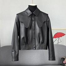 홈쇼핑 가죽 자켓 무스탕자켓 세무점퍼 가 봄 여성 어 스타일 긴 소매 검은 색 짧은 탑 패션 코트 여성