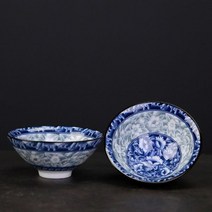 차선 차통 다구세트 휴대용 다도 트레이 중국 찻잔 차 세라믹 차 컵 파란색과 흰색 도자기 언더글레이즈 컬러 쿵푸 차 컵 홈 오피스 음료 용기 차 그릇 가이완 개, 10