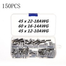 동슬리브 전기부품 awg 22-10 구리 주석 도금 스플라이스 크림프 터미널 슬리브, 150pcs 혼합 상자