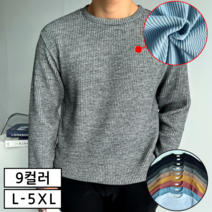 이브컴퍼니 두꺼운 오버핏 골지 니트 맨투맨 남자 티셔츠 빅사이즈 L-5XL 9컬러 (633-1)