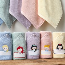 [프롬코튼] 순면 100% 공주 포토프린팅 어린이집 고리수건 5매, 공주 포토프린팅 고리수건 5매, 민트(인어공주)