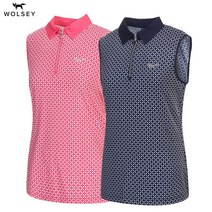 [울시골프] (여성)패턴디자인반집업카라민소매티셔츠_W92LTL80D