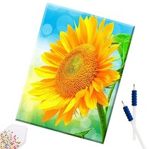 SHEXIU 3D 원형 보석십자수 캔버스액자 DIY 키트 50 x 40 cm, SX025  현란한 해바라기x1세트