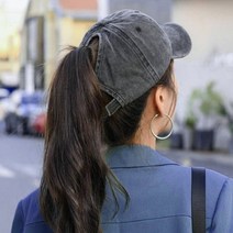 하이 포니테일 똥머리 볼캡 여성 야구 캡모자 빈티지 청모자