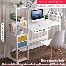 컴퓨터 책상 노트북 선반 서랍과 테이블 학습 테이블을 작성 큰 나무 사무실 PC 노트북 워크 스테이션 홈 게임 데스크, 스페인 |A White 97cm