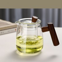티포트 찻잔 호두나무 손잡이 티포트 홈카페 직접 가열할 수 있어요, 투명색