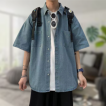 마켓 반팔 데님 셔츠 MAJIA07