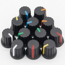 최신 뜨거운 판매 12 pcs 6mm 샤프트 구멍 직경 플라스틱 나사 널링 전위차계 손잡이 캡, 노란색