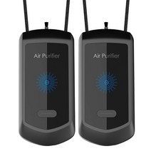 산소발생기 sanq 2 pcs 목 공기 청정기 개인 웨어러블 미니 휴대용 자동차 산소, 검은색
