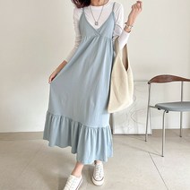 주디앤 여성 도로시 뷔스티에 프릴 롱 원피스