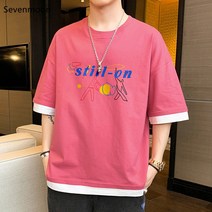 Sevenmoon 남자반팔티 특양면 다색 간략하다 도안 자모