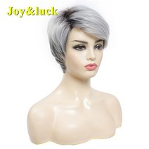 넓은이마 가발수선 엠자이마 가발대여 남자붙임머리 반삭가발 가발사이트 이용사통가발 혼주가발 군인가발 원형탈모가발 Joyluck 짧은 가발 금발 옴 브레 브라운 스트레이트 48, 색상13