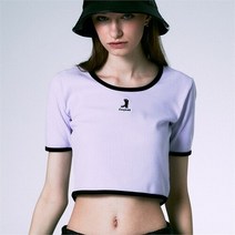 coquetstudio [코케트스튜디오] [WOMAN] SILHOUETTE LOGO U-NECK RIB HALF CROP T PURPLE