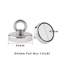 초 강력 자석 네오디뮴 원형 막대 고리 미니 얇은 붙이는 사각 자성체 강력한 낚시 1 개 카운터 싱크 구멍이없는 희토류 볼트인양, without Countersunk, 05 D42 Pull Max 61KG