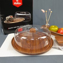 오메가키친 우드향 원형케익접시 직사각빵접시 커버 2종 케익돔 쇼케이스 식빵, 원형케익접시&커버10501